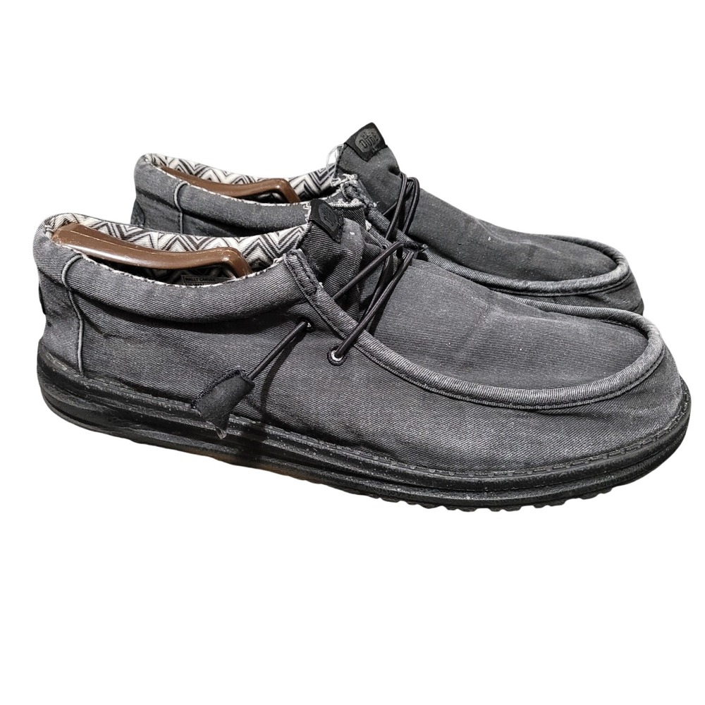Hey Dude Wally Canvas Shoes‎ Men's Size US M13 Black/Black Slip-on 40700-060 EUC